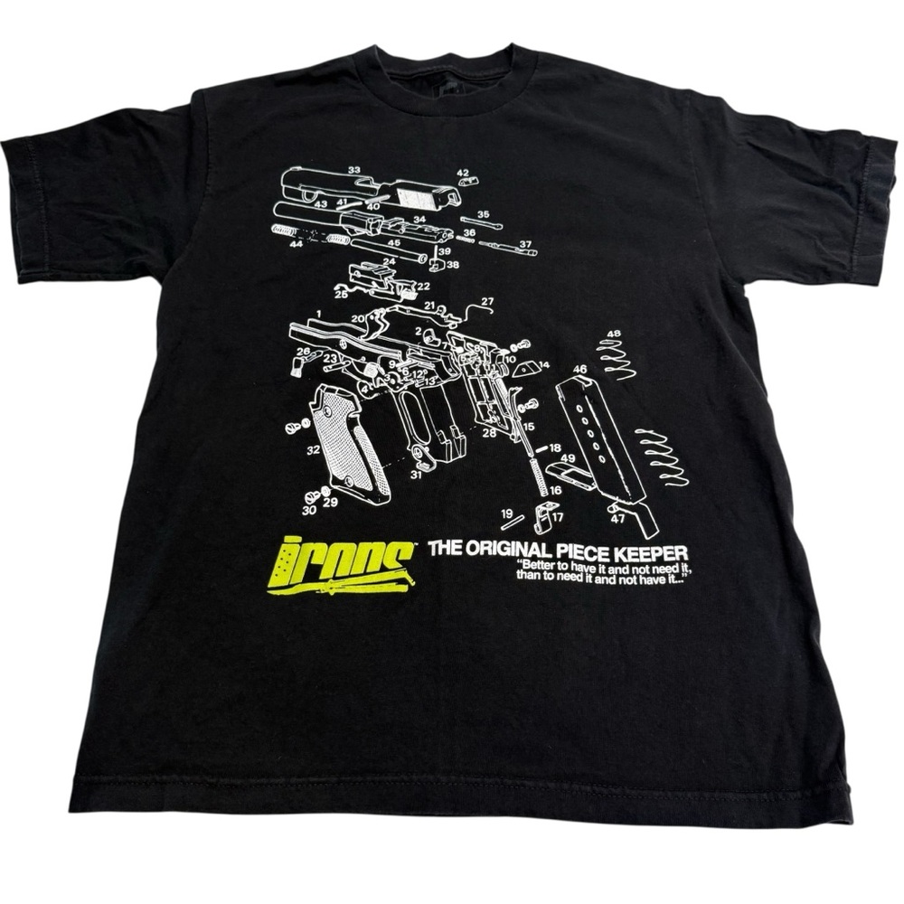 2010 IRONS BRAND Men’s T Shirt Sz M The Original Piece Keeper Handgun Pistol